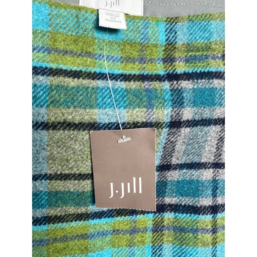 Plaid Fringe Wrap Skirt in Teal & Blue - Picture 9 of 13